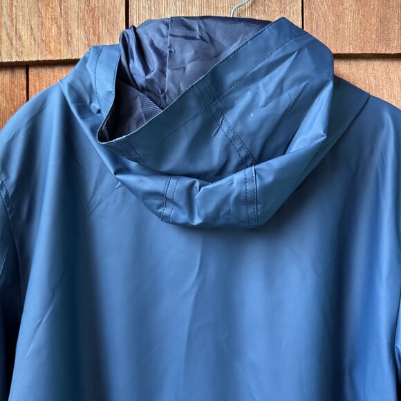 ASOS Curve Navy Coated Snap Front Hooded Raincoat in Women's 16 - Picture 9 of 12